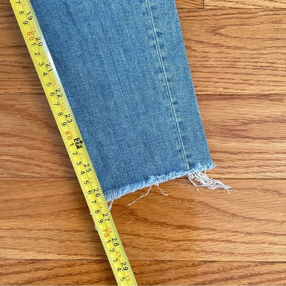 Mother The Looker Ankle Fray Cropped Skinny Jeans Womens 24 When Sparks Fly Blue - Picture 11 of 11